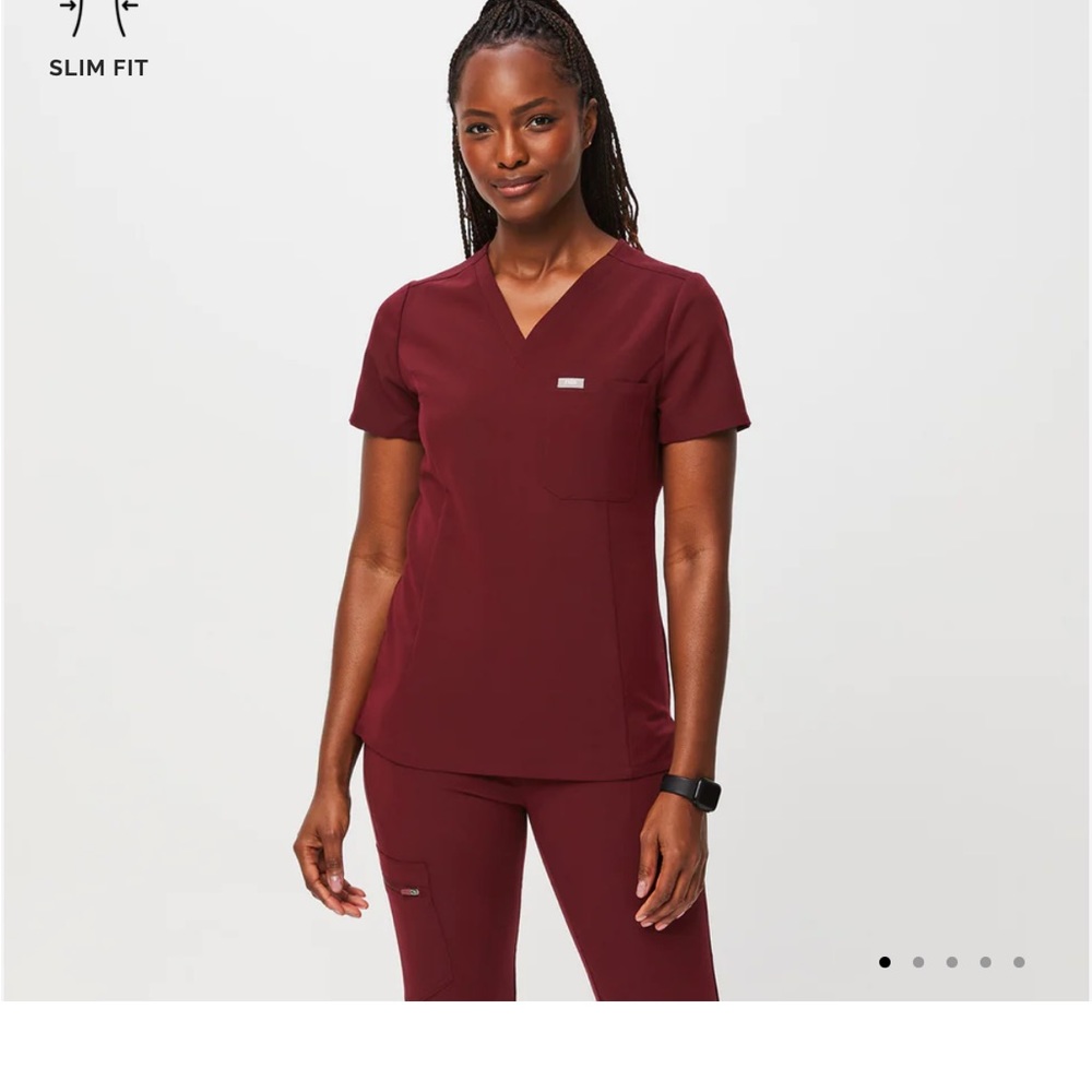 Figs burgundy scrub top